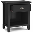Acadian SOLID WOOD 24 inch Wide  Bedside Nightstand Table in Black