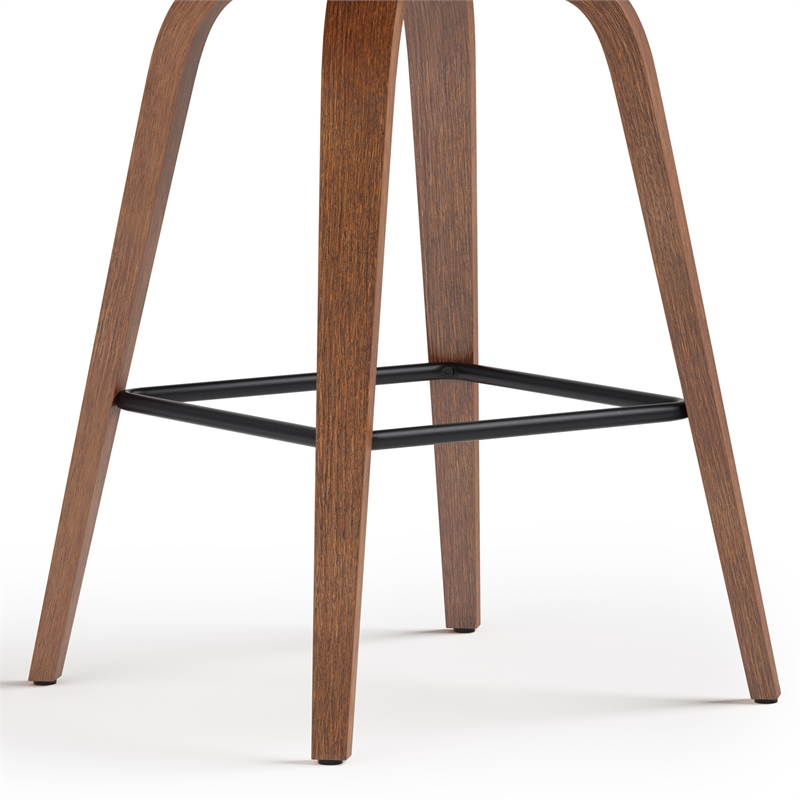 Larsen Contemporary Saddle Bar Stool (Set of 2) in Black Faux Leather