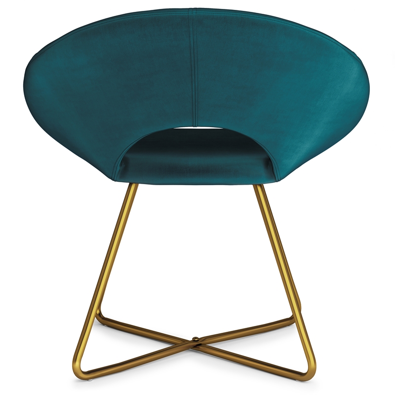 Barrett Mid Century Modern Accent Chair in Teal Velvet Fabric