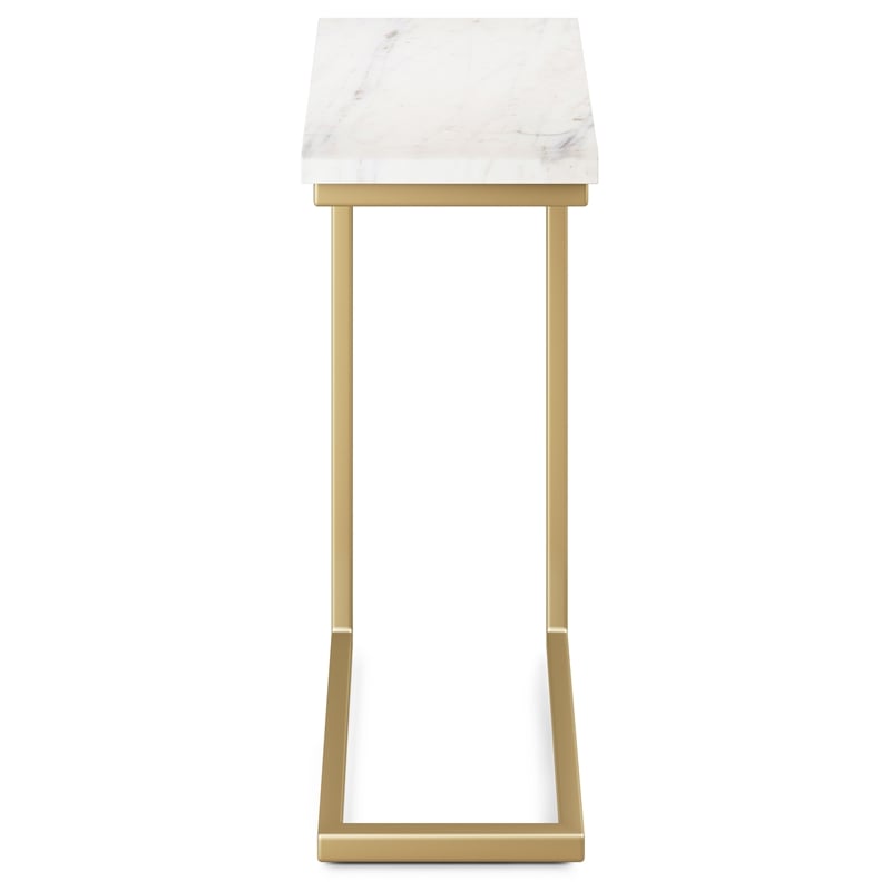 Skyler Industrial 18 inch Wide Metal C Side Table with Marble Top