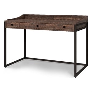 Ralston SOLID WOOD Modern 48&quot WD Small Desk in Distressed Charcoal Brown