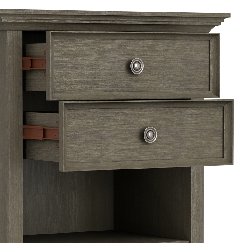 Amherst 24 inch Wide Solid Wood Transitional Bedside Table in Farmhouse Gray