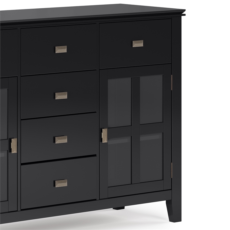 Artisan 60 inch Wide Solid Wood Transitional Sideboard Buffet in Black
