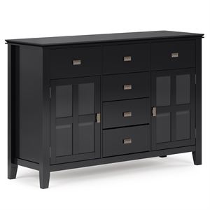 Artisan 60 inch Wide Solid Wood Transitional Sideboard Buffet in Black