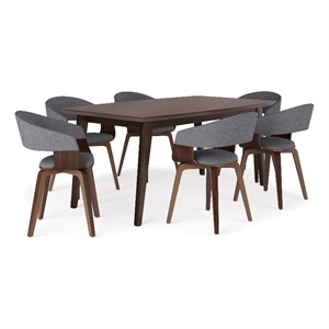 Lowell/ Draper7Pc Dining Set with 6Bentwood Dining Chairs in Gray & 66&quot WD Table