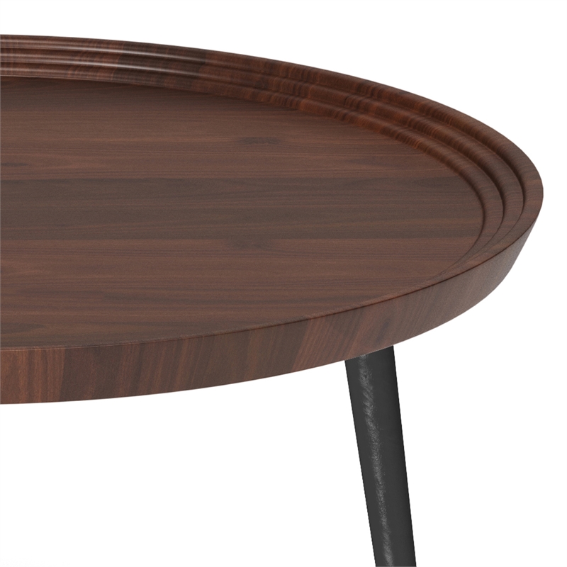 Clairmont Modern Industrial 30 inch Wide Metal Coffee Table in Cognac