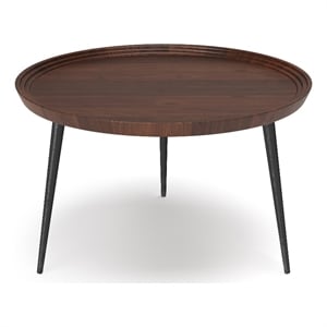 Clairmont Modern Industrial 30 inch Wide Metal Coffee Table in Cognac