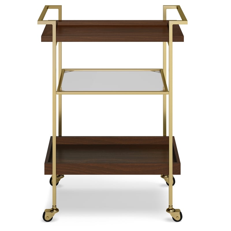 Jace Modern Industrial Wood and Metal Bar Cart in Cognac