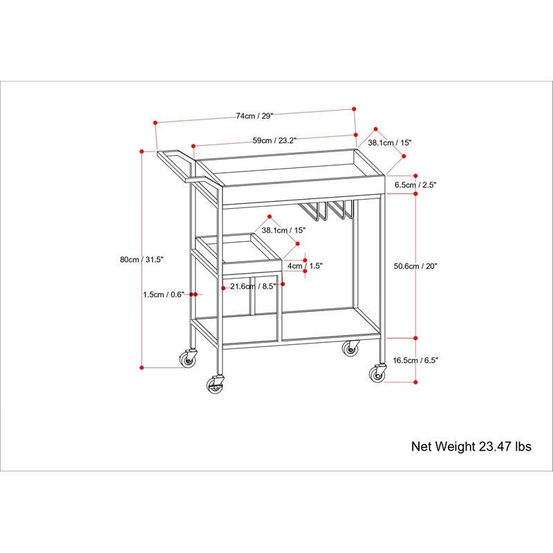 Barnes Wood and Metal Modern Industrial Bar Cart in Natural