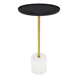 Turner 12 inch Wide Solid Mango/Genuine Marble/Iron Modern End Table