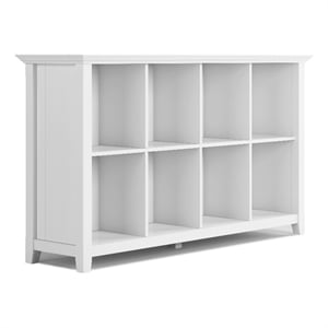 Simpli Home Acadian 57&quotW Solid Wood Console Table with 8-Cube Storage in White