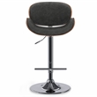 Marana Modern Bentwood Adjustable Height Lift Bar Stool in Gray Faux Leather