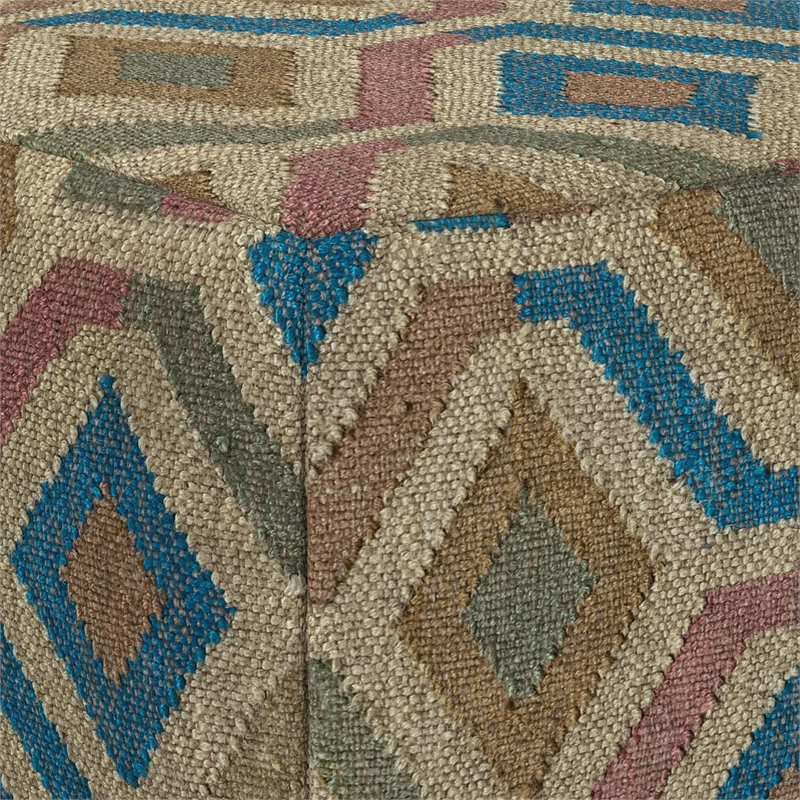 Johanna Boho Round Pouf in Multi-Color Jute