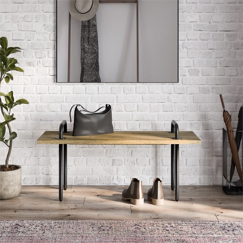 Berkeley SOLID MANGO WOOD 42 inch Wide Industrial Entryway Bench in Natural