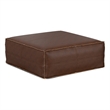 Brody Boho Square Pouf in Distressed Dark Brown Vegan Faux Leather
