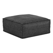 Brody Boho Square Pouf in Distressed Black Faux Leather