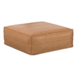 Brody Boho Square Pouf in Distressed Brown Vegan Faux Leather