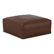 Brody Boho Square Pouf in Distressed Dark Brown Faux Leather