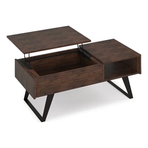 Lowry SOLID WOOD48&quotWD Modern Lift Top Coffee Table in Distressed Charcoal Brown