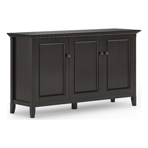 Simpli Home Amherst 60&quotW Solid Wood 3-Door Storage Accent Chest in Hickory Brown