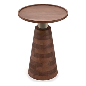 Simpli Home Kramer 16&quotW Round Solid Wood/Iron Metal End Table in Cognac
