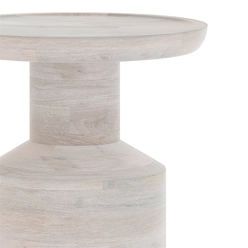 Haynes 16 inch Wide Solid Mango Boho Accent Table in White Wash & Assembled
