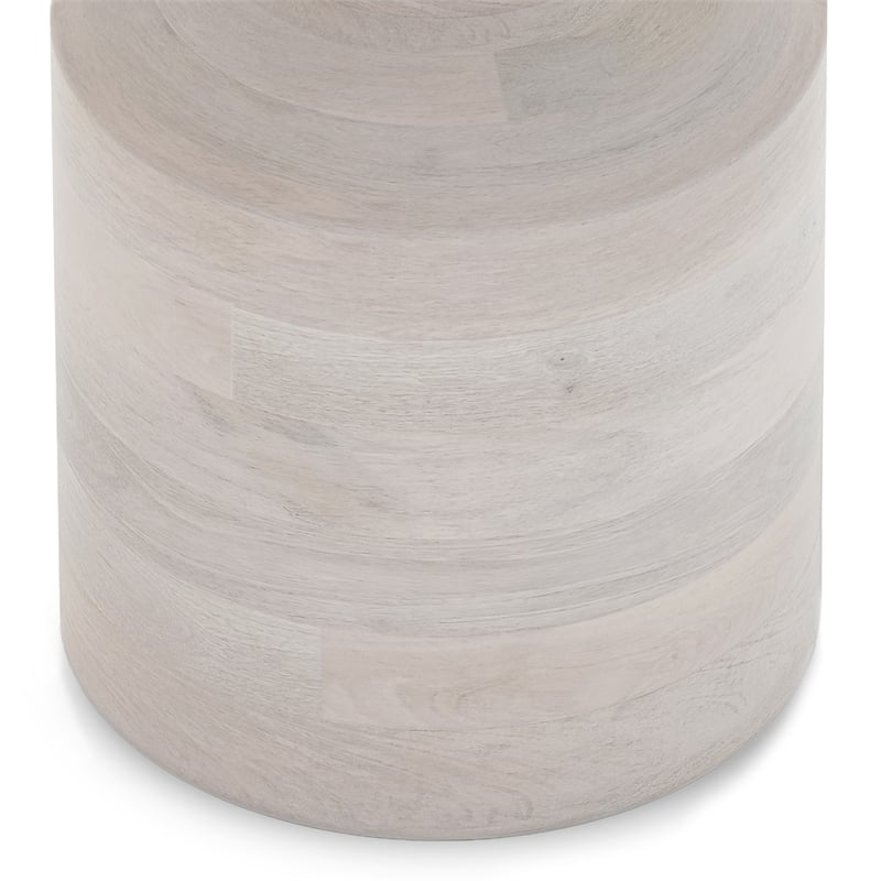 Haynes 16 inch Wide Solid Mango Boho Accent Table in White Wash & Assembled