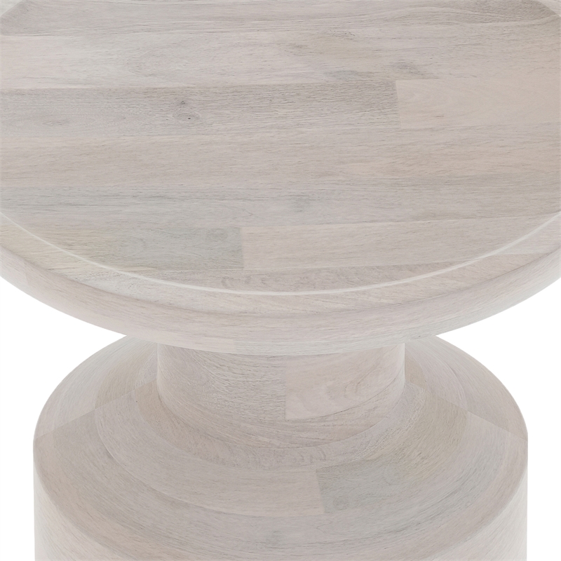 Haynes 16 inch Wide Solid Mango Boho Accent Table in White Wash & Assembled