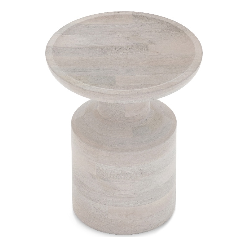 Haynes 16 inch Wide Solid Mango Boho Accent Table in White Wash & Assembled