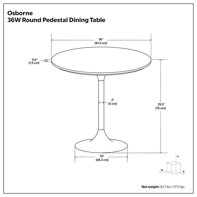 Osborne  and Iron 36 inch x 36 inch Round Contemporary Dining Table in White