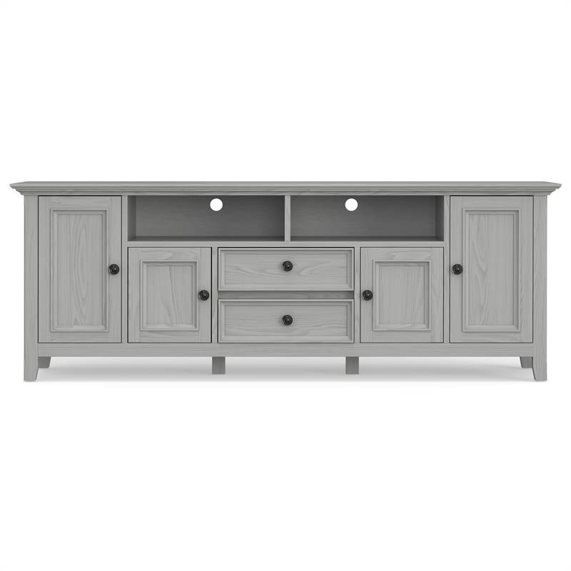 Amherst 72 inch Wide Solid Wood Transitional TV Stand in Fog Gray