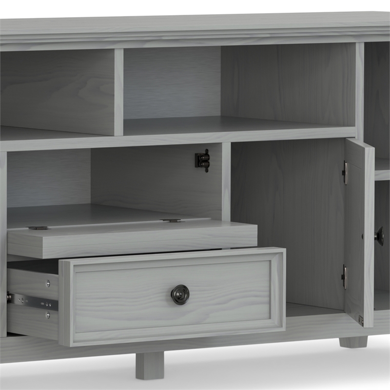 Amherst 72 inch Wide Solid Wood Transitional TV Stand in Fog Gray