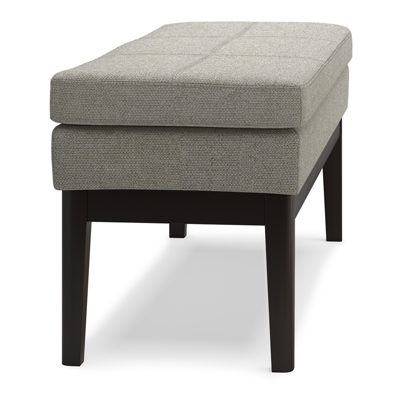 Carlson 45 inch Wide Mid Century Ottoman Bench in Greige Linen-Look Fabric