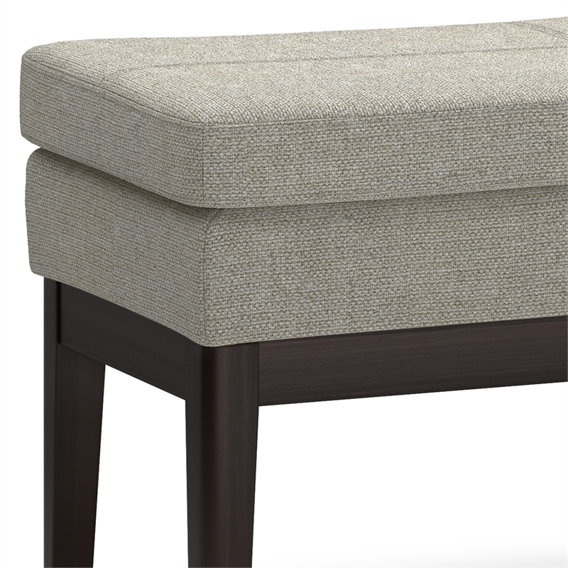 Carlson 45 inch Wide Mid Century Ottoman Bench in Greige Linen-Look Fabric