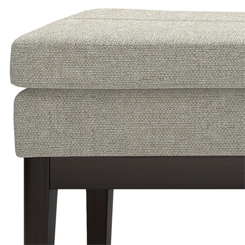 Carlson 45 inch Wide Mid Century Ottoman Bench in Greige Linen-Look Fabric