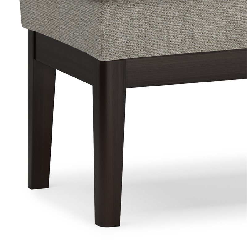 Carlson 45 inch Wide Mid Century Ottoman Bench in Greige Linen-Look Fabric