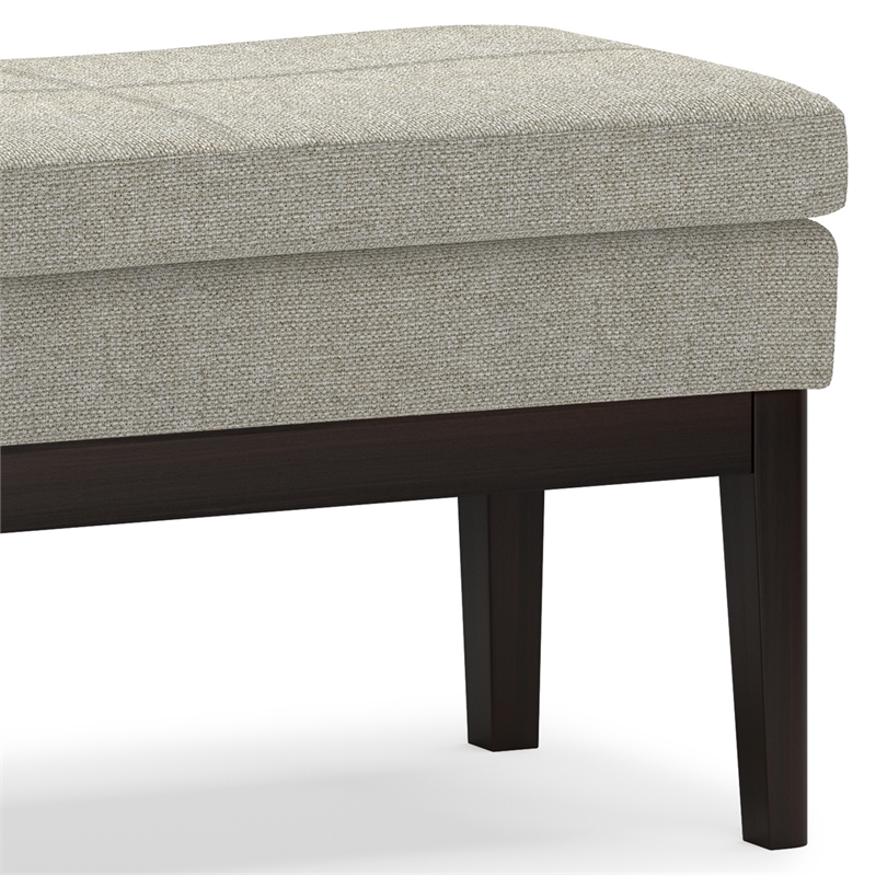Carlson 45 inch Wide Mid Century Ottoman Bench in Greige Linen-Look Fabric