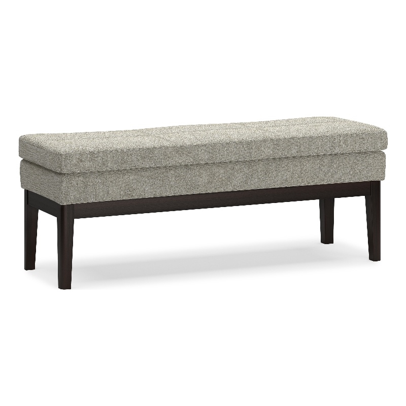 Carlson 45 inch Wide Mid Century Ottoman Bench in Greige Linen-Look Fabric