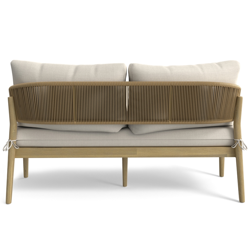 Bayshore 59 inch Wide Contemporary Outdoor Sofa in Natural Polyester Fabric