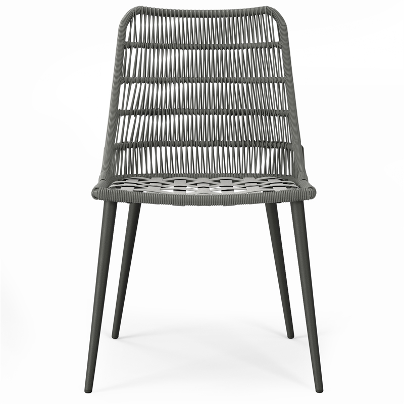 Beachside Contemporary Outdoor Dining Chair (Set of 2) in Gray Polyester Fabric