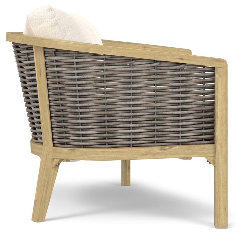 Parkside 70 inch Wide Contemporary Outdoor Sofa in Natural  Polyester Fabric