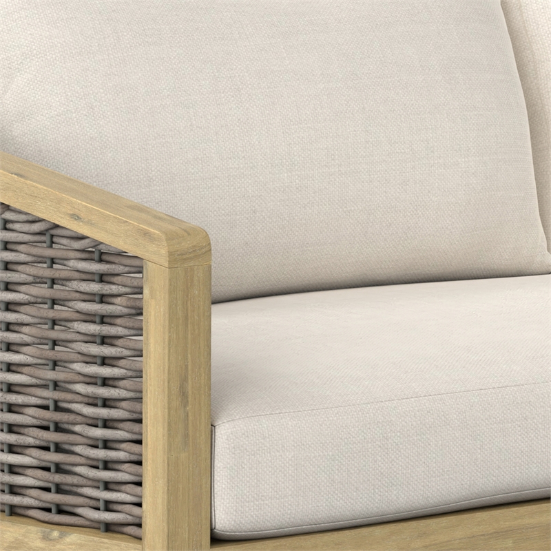 Parkside 70 inch Wide Contemporary Outdoor Sofa in Natural  Polyester Fabric