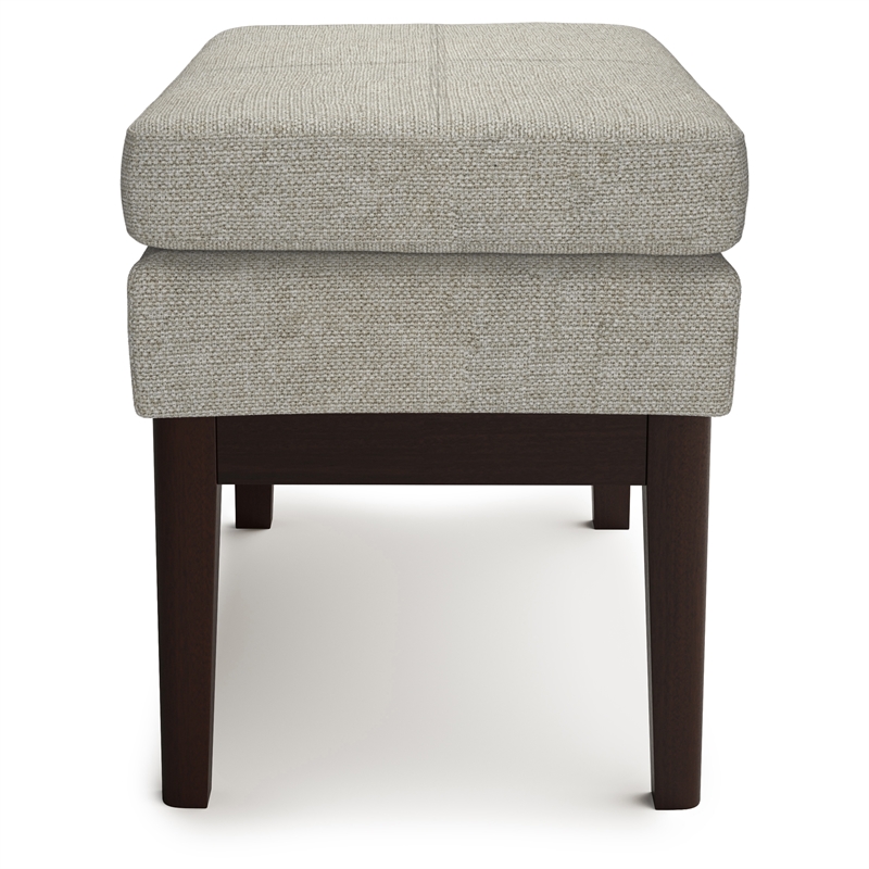 Carlson 27 inch Wide Mid Century Small Ottoman Bench in Greige Linen-Look Fabric