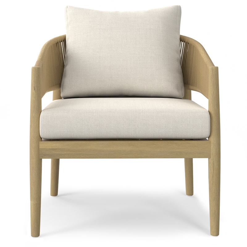 Bayshore Contemporary 4Pcs Outdoor Conversation Set in Natural Polyester Fabric