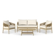 Bayshore Contemporary 4Pcs Outdoor Conversation Set in Natural Polyester Fabric