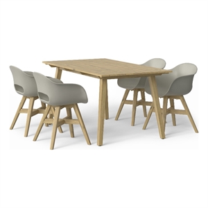 Kona Contemporary 5 Piece Outdoor Dining Set in Taupe