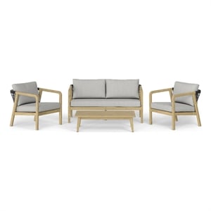 Palmetto Contemporary 4 Piece Outdoor Conversation Set in Gray Polyester Fabric