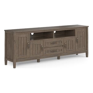 Lev SOLID WOOD 72&quotWD Contemporary TV Media Stand in Smoky Brown For TVs upto80&quot
