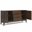 Harper 60 inch Wide Solid Hardwood Mid-Century Sideboard Buffet in Walnut Brown