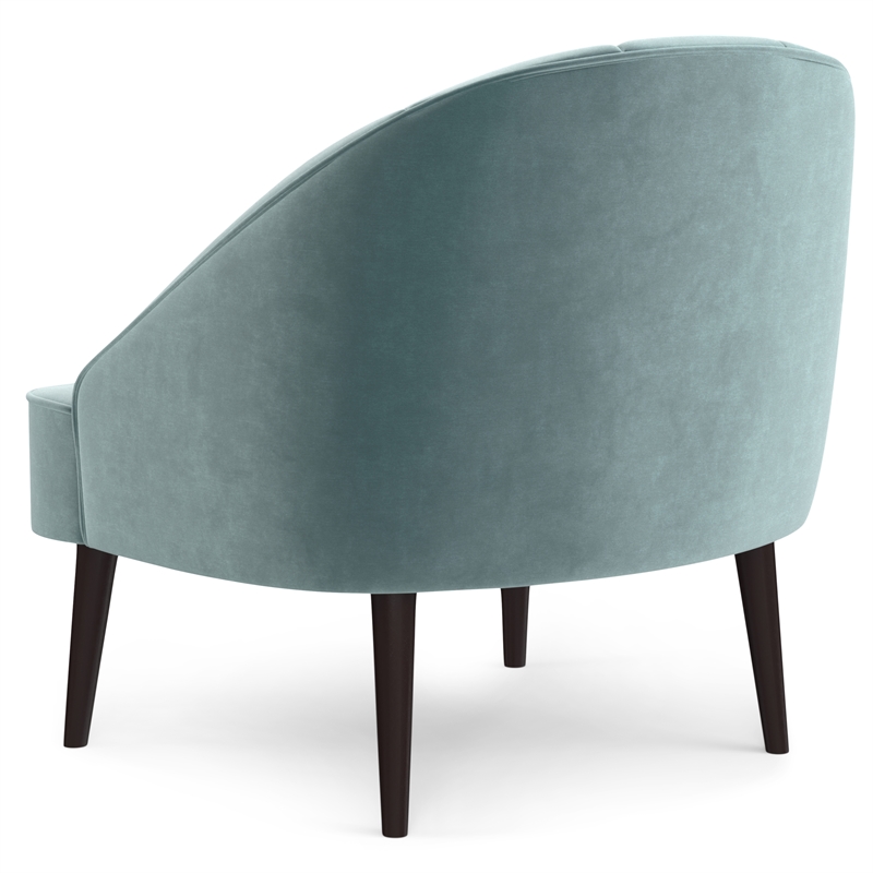 Harrah 29 inch Wide Contemporary Accent Chair in Seafoam Blue Velvet fabric